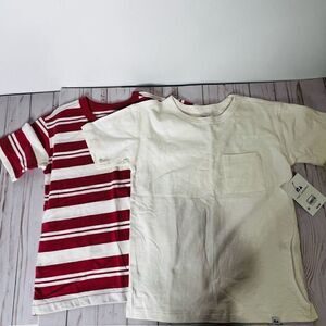 Free Assembly Kid’s 2 Piece White and Red Striped T-Shirt Size Small